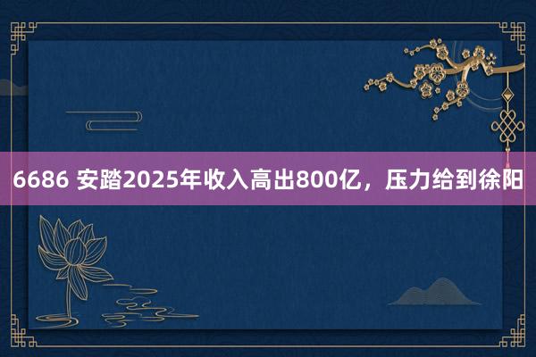 6686 安踏2025年收入高出800亿，压力给到徐阳