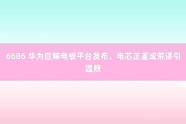 6686 华为巨鲸电板平台发布，电芯正置或荒谬引温煦