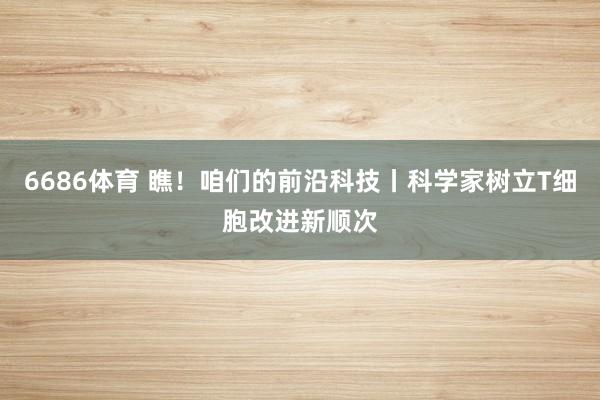 6686体育 瞧！咱们的前沿科技丨科学家树立T细胞改进新顺次
