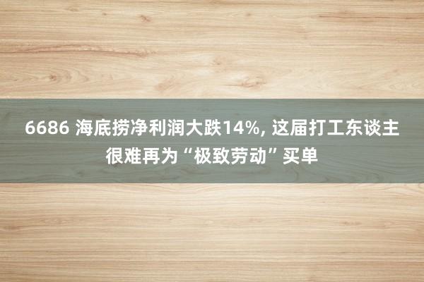 6686 海底捞净利润大跌14%， 这届打工东谈主很难再为“极致劳动”买单