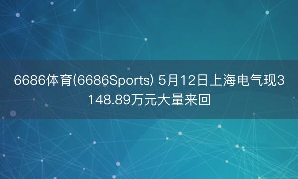 6686体育(6686Sports) 5月12日上海电气现3148.89万元大量来回
