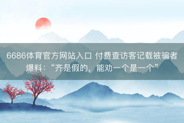 6686体育官方网站入口 付费查访客记载被骗者爆料：“齐是假的，能劝一个是一个”
