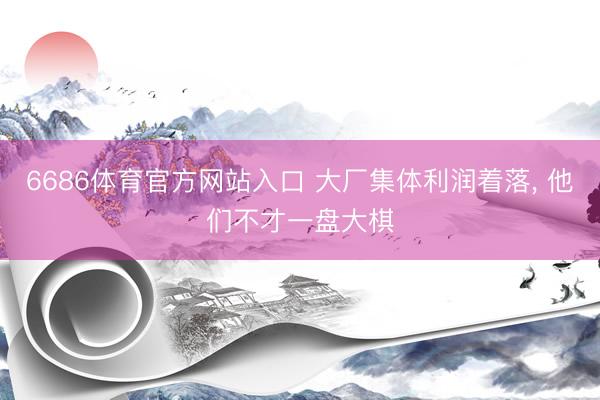 6686体育官方网站入口 大厂集体利润着落， 他们不才一盘大棋