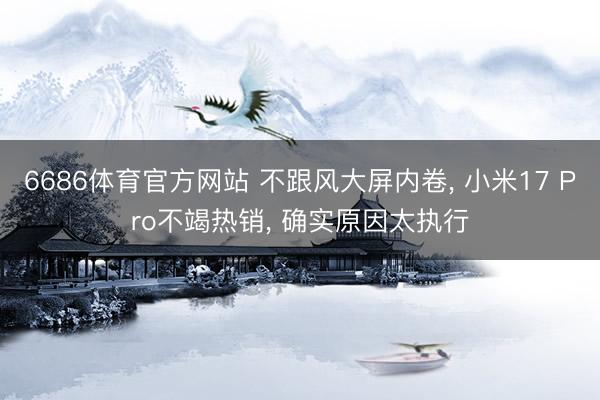 6686体育官方网站 不跟风大屏内卷， 小米17 Pro不竭热销， 确实原因太执行
