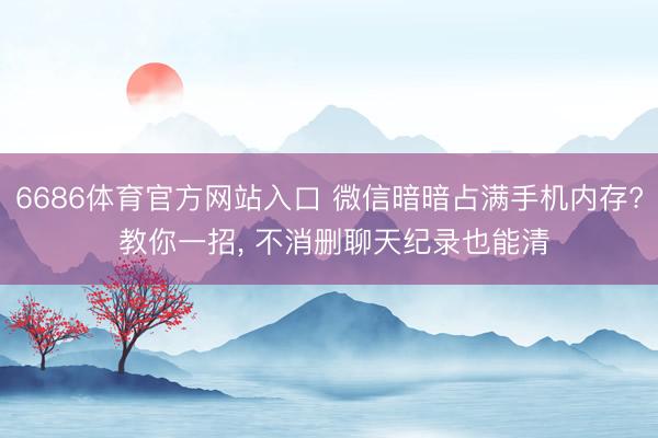 6686体育官方网站入口 微信暗暗占满手机内存? 教你一招， 不消删聊天纪录也能清