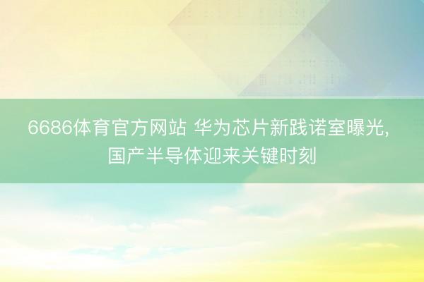 6686体育官方网站 华为芯片新践诺室曝光， 国产半导体迎来关键时刻