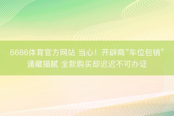 6686体育官方网站 当心！开辟商“车位包销”遁藏猫腻 全款购买却迟迟不可办证