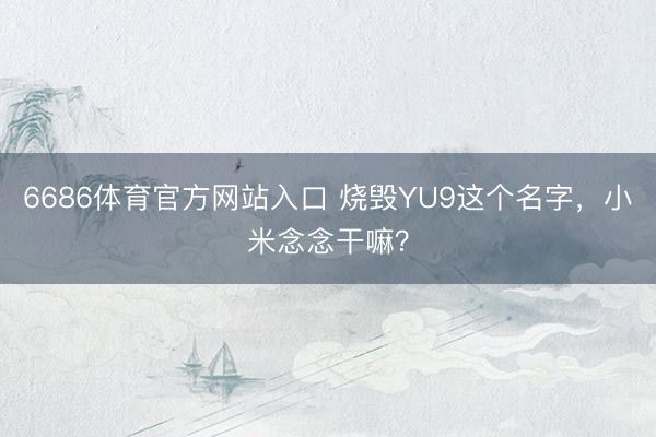 6686体育官方网站入口 烧毁YU9这个名字，小米念念干嘛？