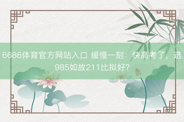 6686体育官方网站入口 缓慢一刻：快高考了，选985如故211比拟好？