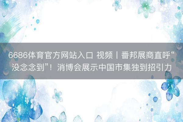 6686体育官方网站入口 视频丨番邦展商直呼“没念念到”！消博会展示中国市集独到招引力
