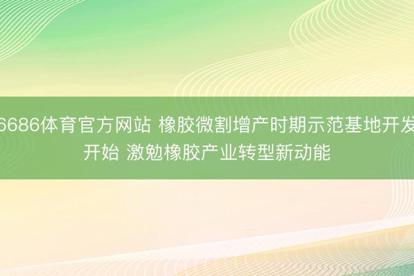 6686体育官方网站 橡胶微割增产时期示范基地开发开始 激勉橡胶产业转型新动能