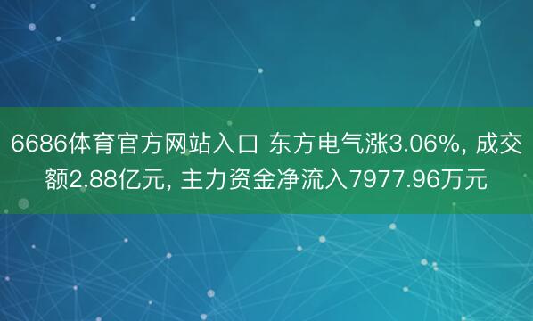 6686体育官方网站入口 东方电气涨3.06%, 成交额2.88亿元, 主力资金净流入7977.96万元